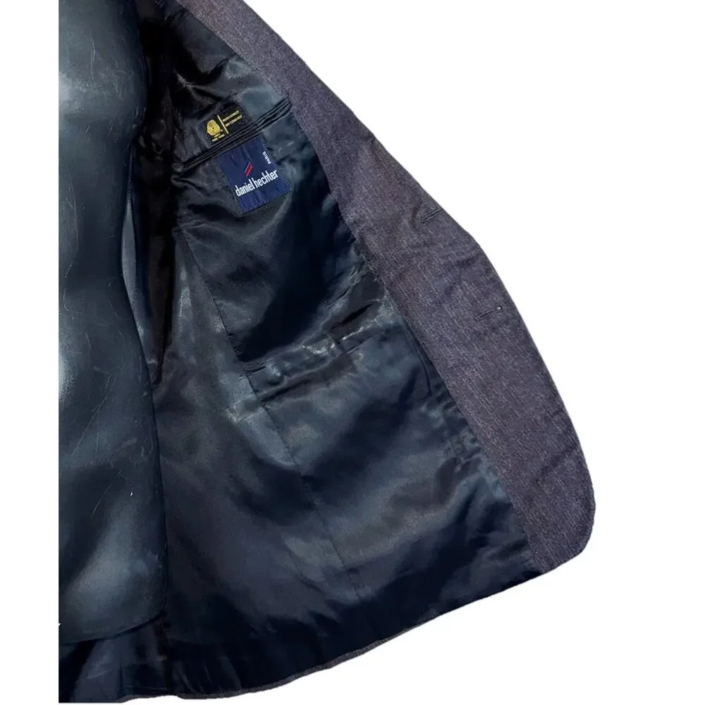 Daniel Hechter Men 46L‎ Wool Blazer Sports Jacket Dark Gray Tweed 2 Button Coat